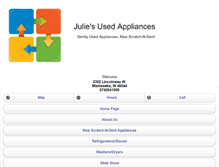 Tablet Screenshot of juliesusedappliances.com